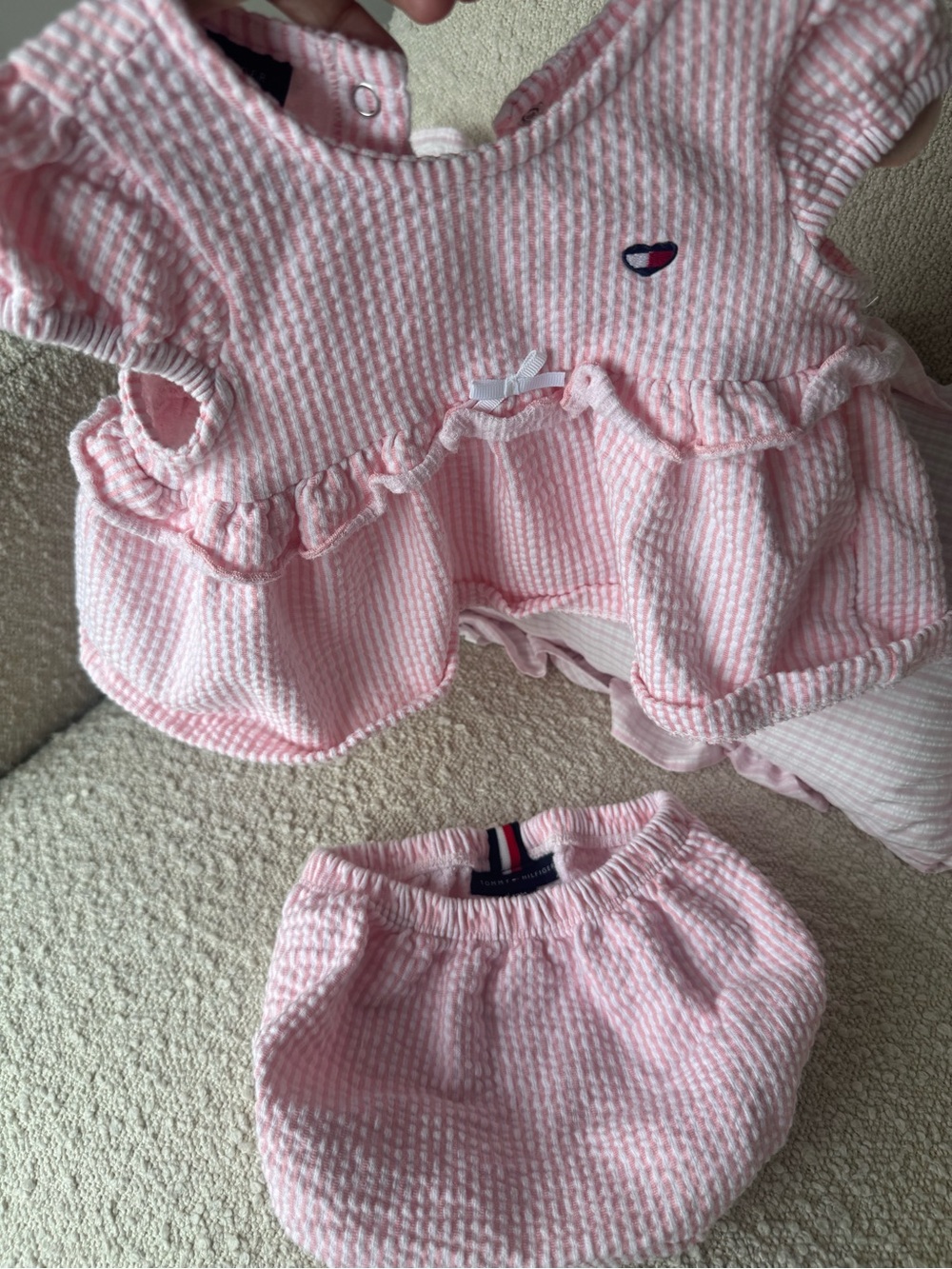 Tommy Hilfiger Pink Seersucker Diaper Cover Set
